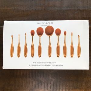 10 Piece Mermaid Rose Gold Makeup Brush Set